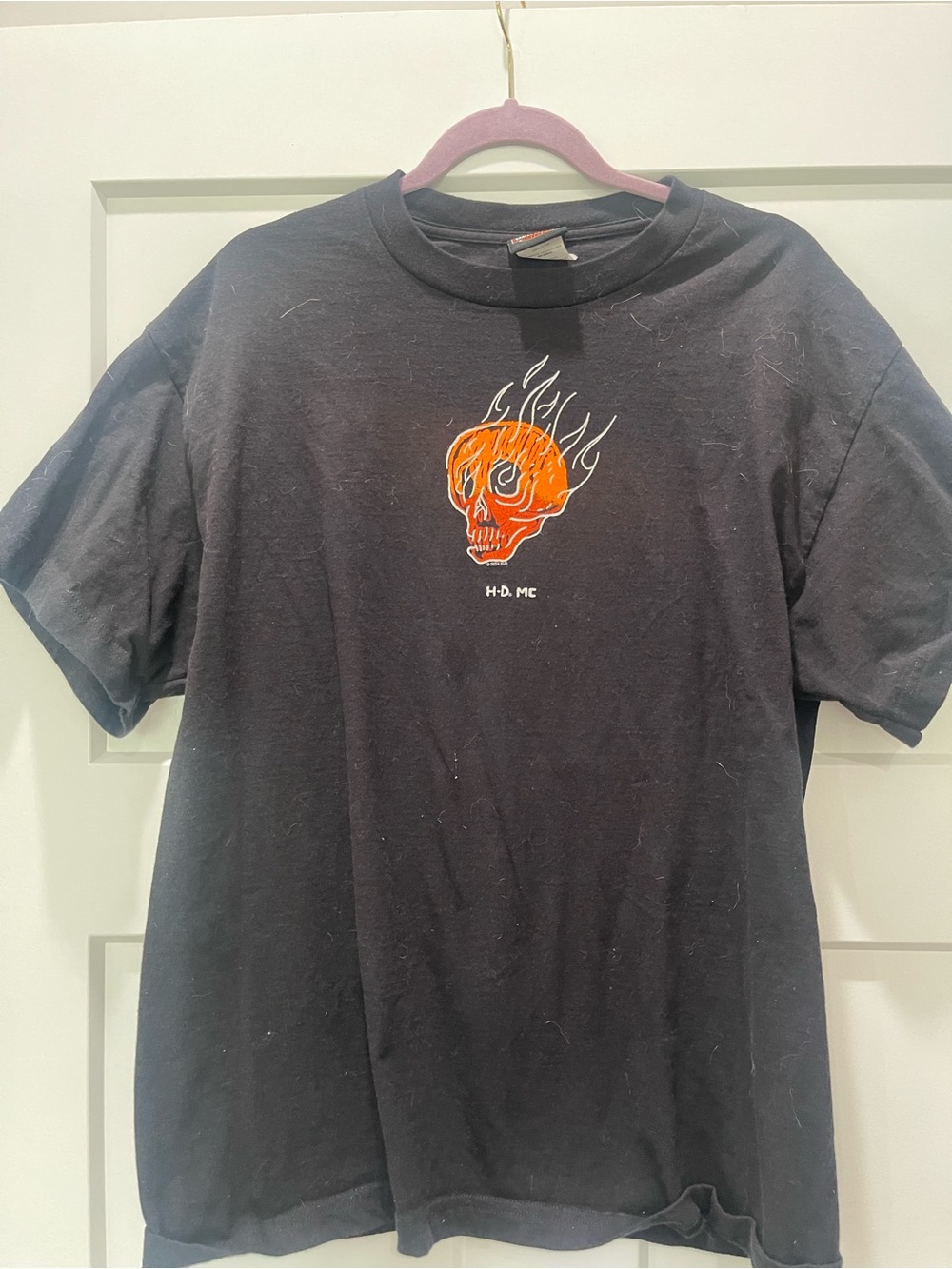 Harley-Davidson Black Tee with Orange Flaming Skull